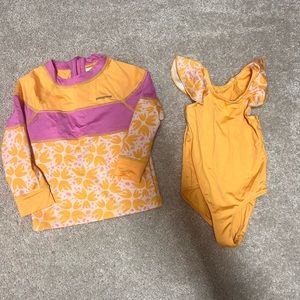 12-18 month girls patagonia bathing suit and rash guard.